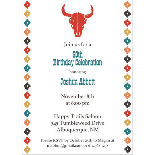 Colorful Steer Invitations